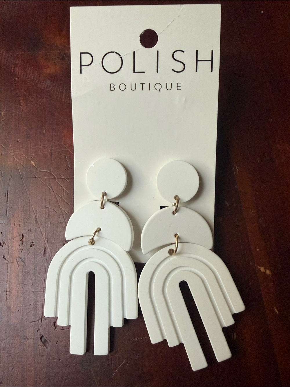 White Geometric Statement Earrings